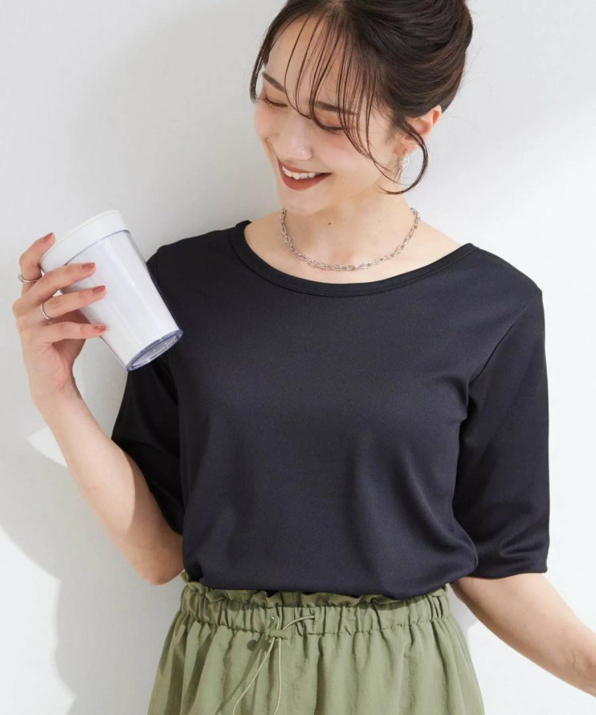 SHOO・LA・RUE 着回しやすい 5分袖テレコトップス
