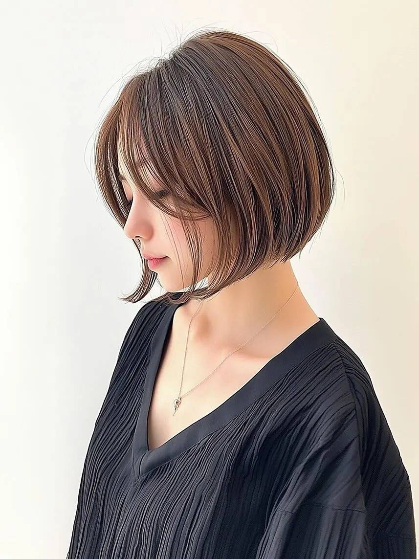 毛先がまとまる丸みボブ