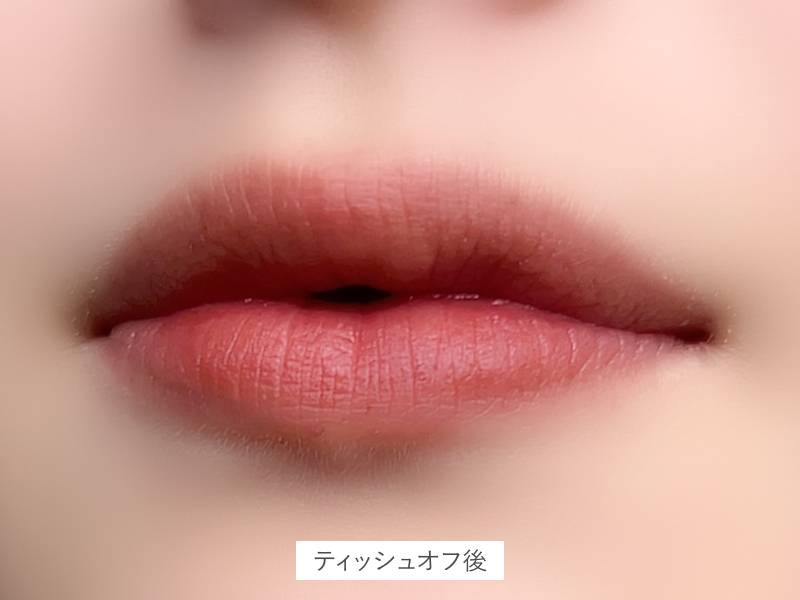 BBIAのフォグ・ローを唇に塗ってティッシュオフした後の画像