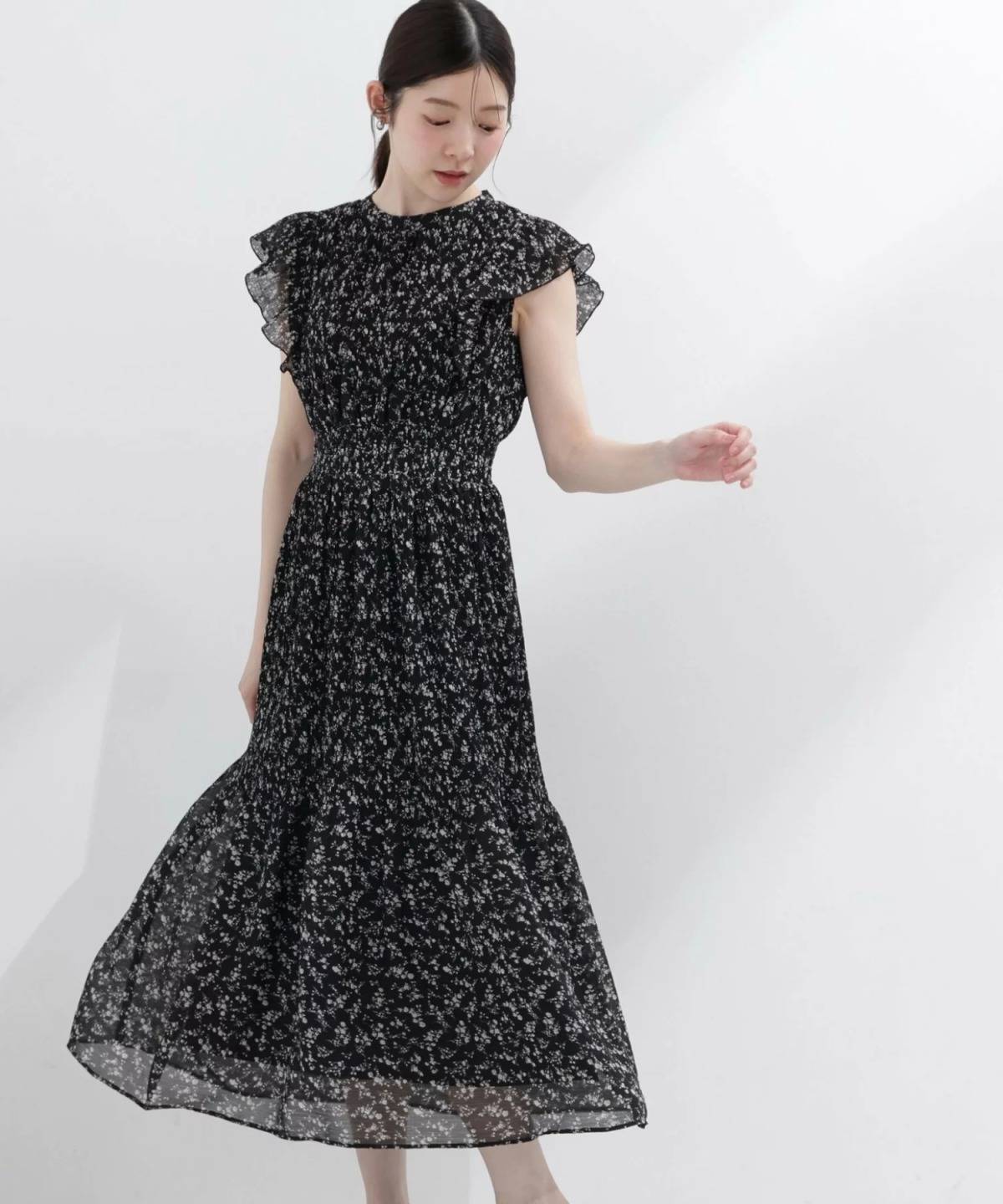 PROPORTION BODY DRESSING 小花楊柳ロングワンピース
