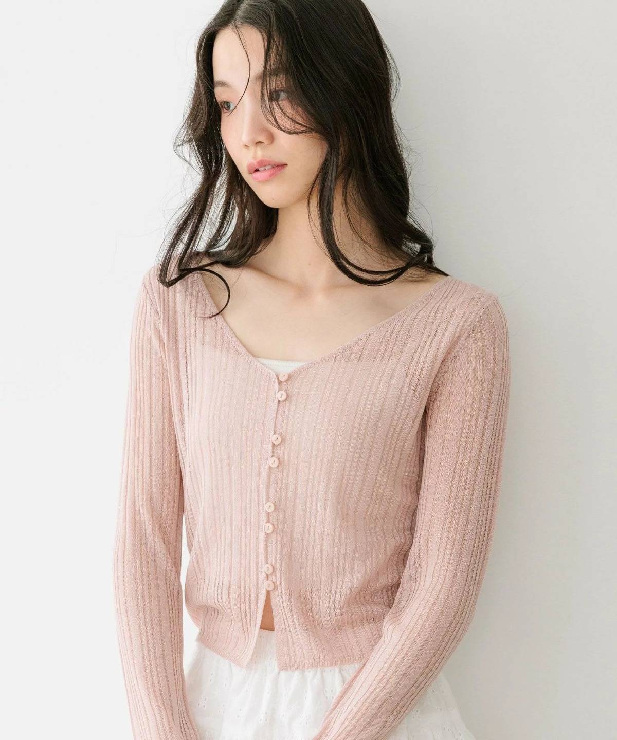Heather シアースパンコールカーディガン
