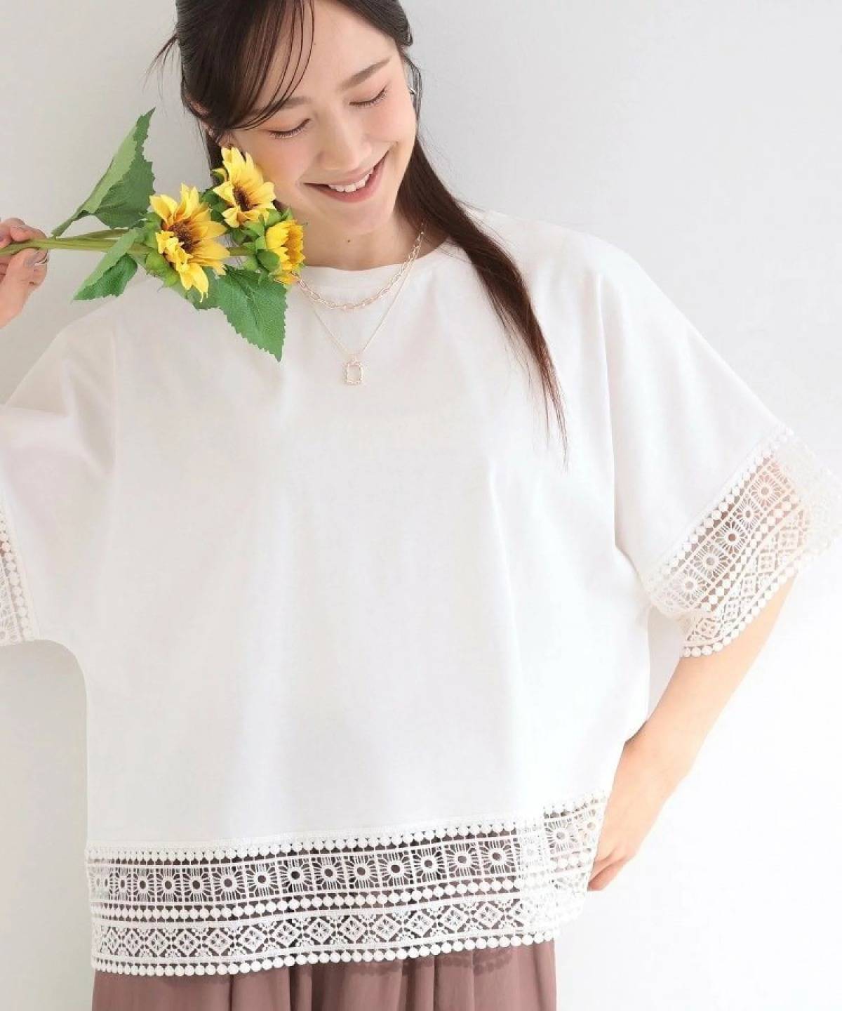 SHOO・LA・RUE レース使いがポイント デザインTシャツ