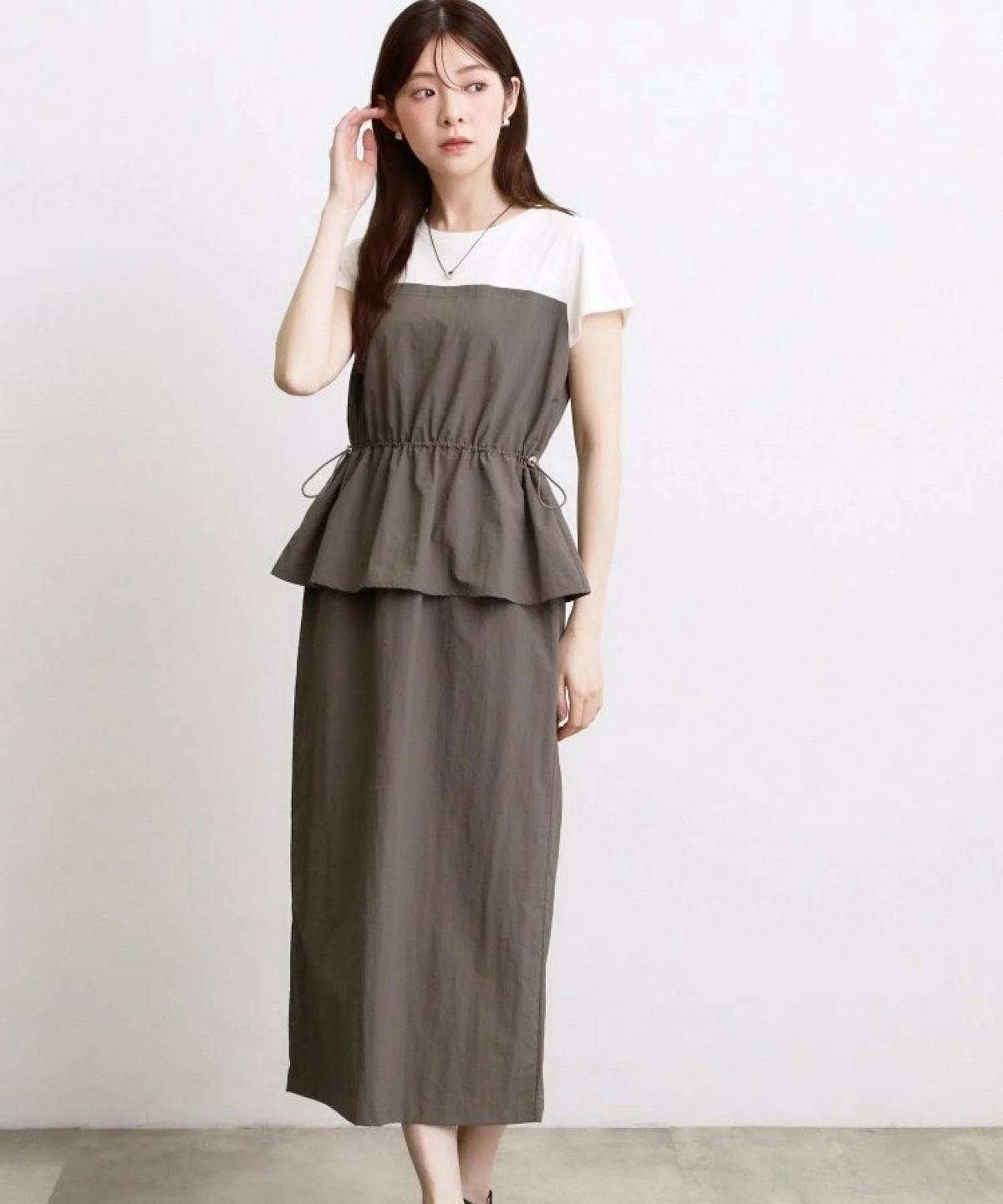 grove 1枚で旬顔!Tシャツドッキングドロストワンピース