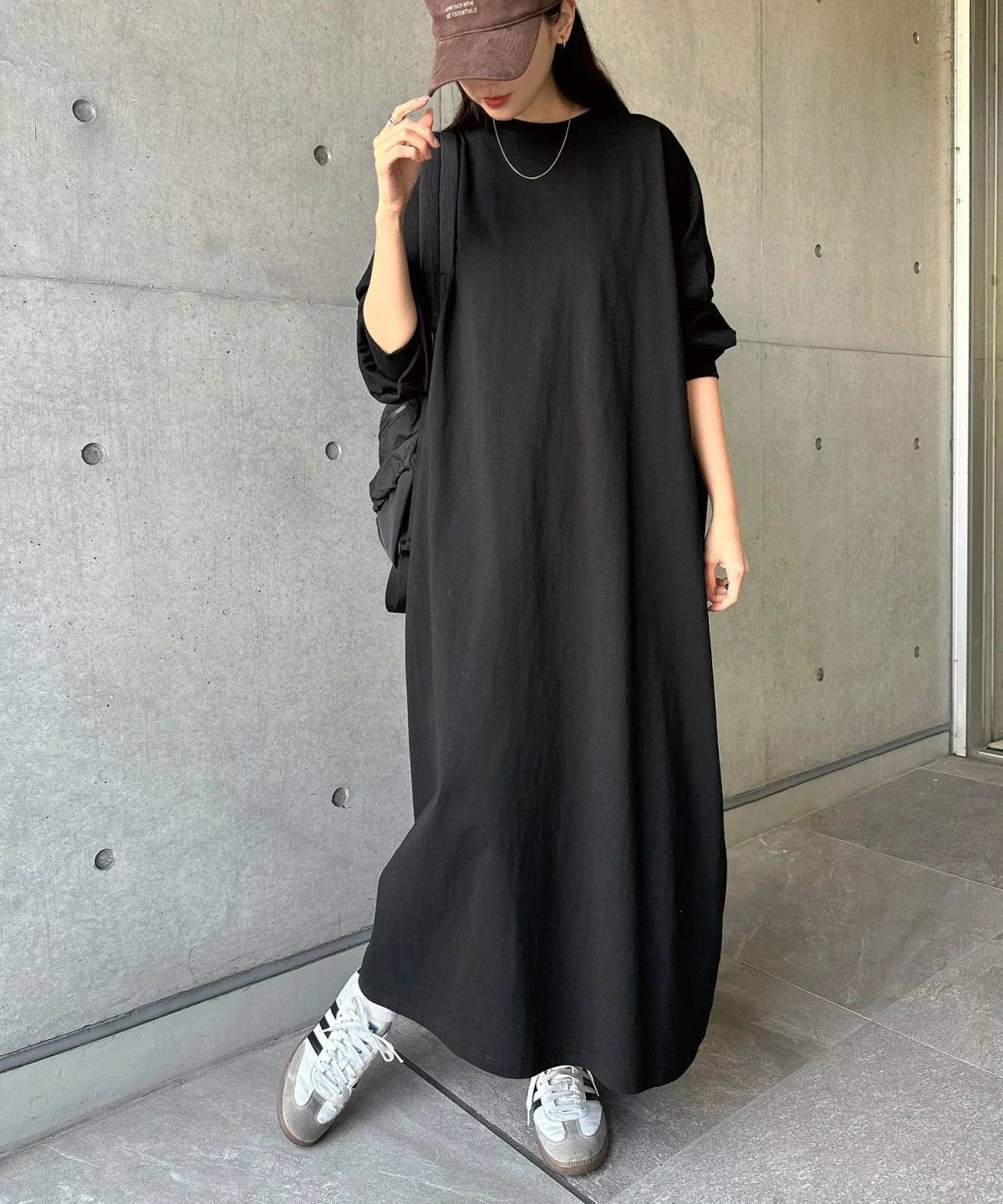 andme ビッグ シルエット 長袖 Tシャツ ワンピース