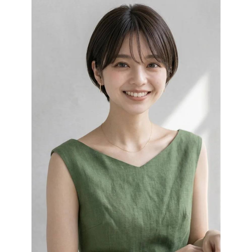 シースルーバングの丸みショート