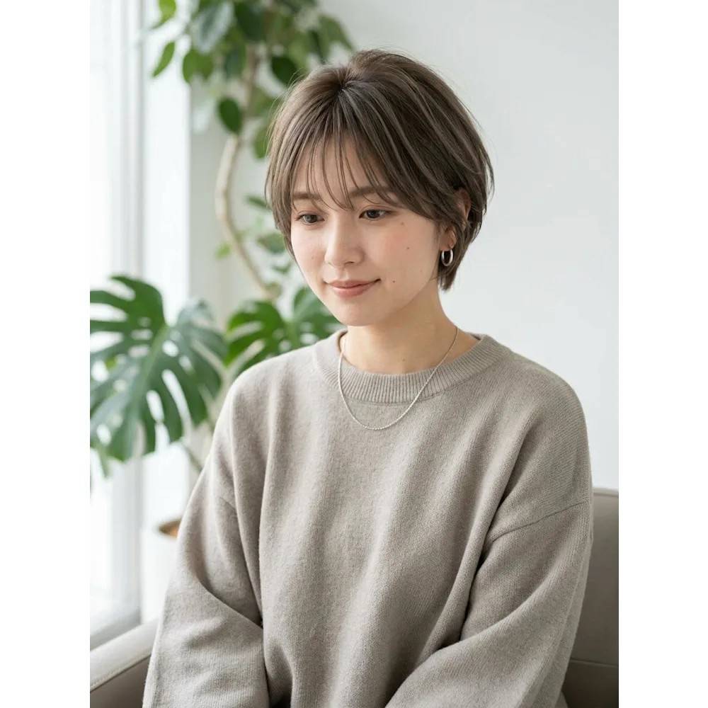 グレージュブラウンのウルフショート