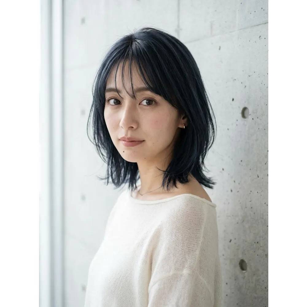 小顔見えするひし形レイヤーボブ