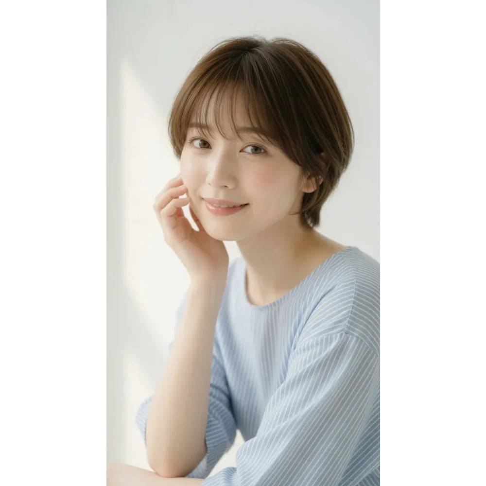 女性らしい耳掛けショートボブ