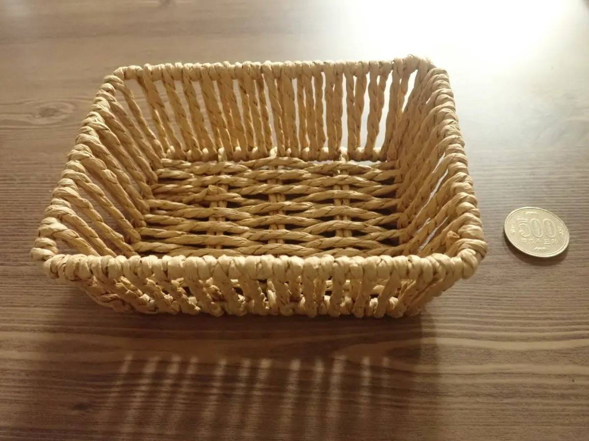 DAISO(ダイソー)：手編みFSCペーパー小物収納(スクウェア)