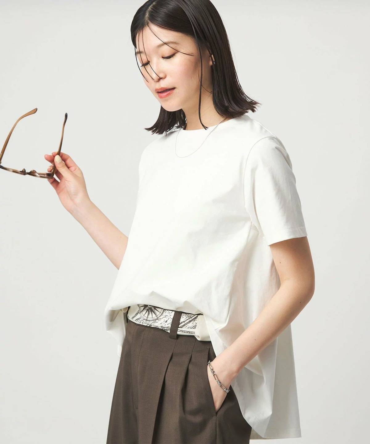 UNITED ARROWS green label relaxing バック フレア カットソー 接触冷感 UVカット 遮熱