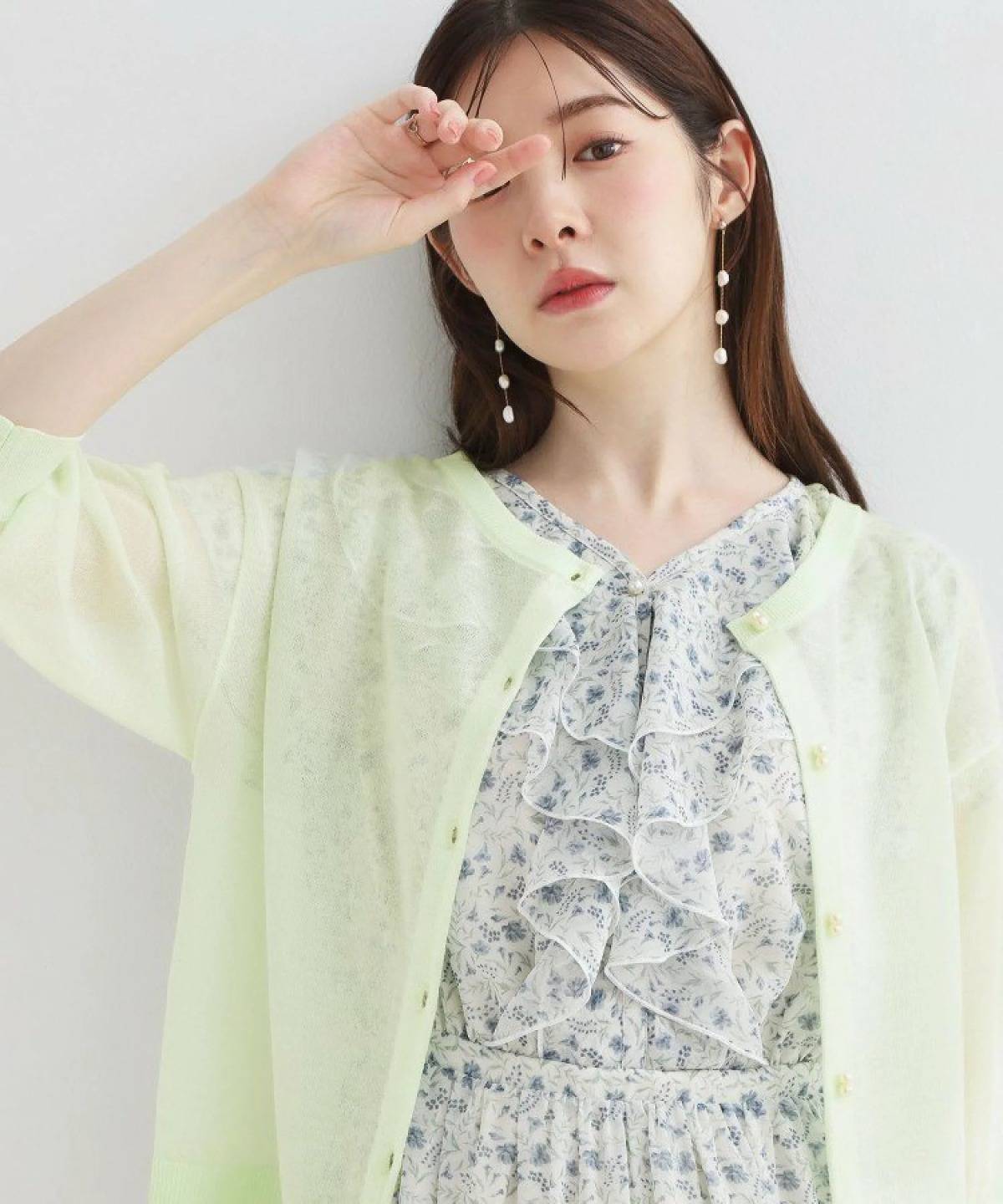 Couture Brooch 愛され5分袖シアーカーディガン