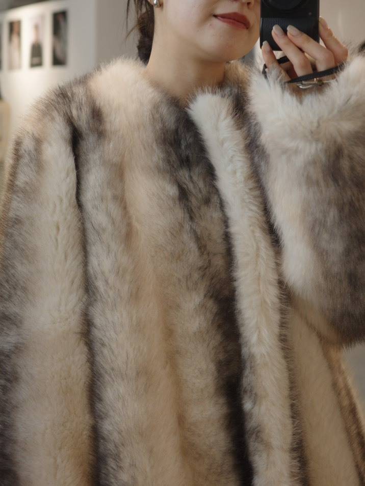 THINK FUR ムートン調グラデーションファーコート