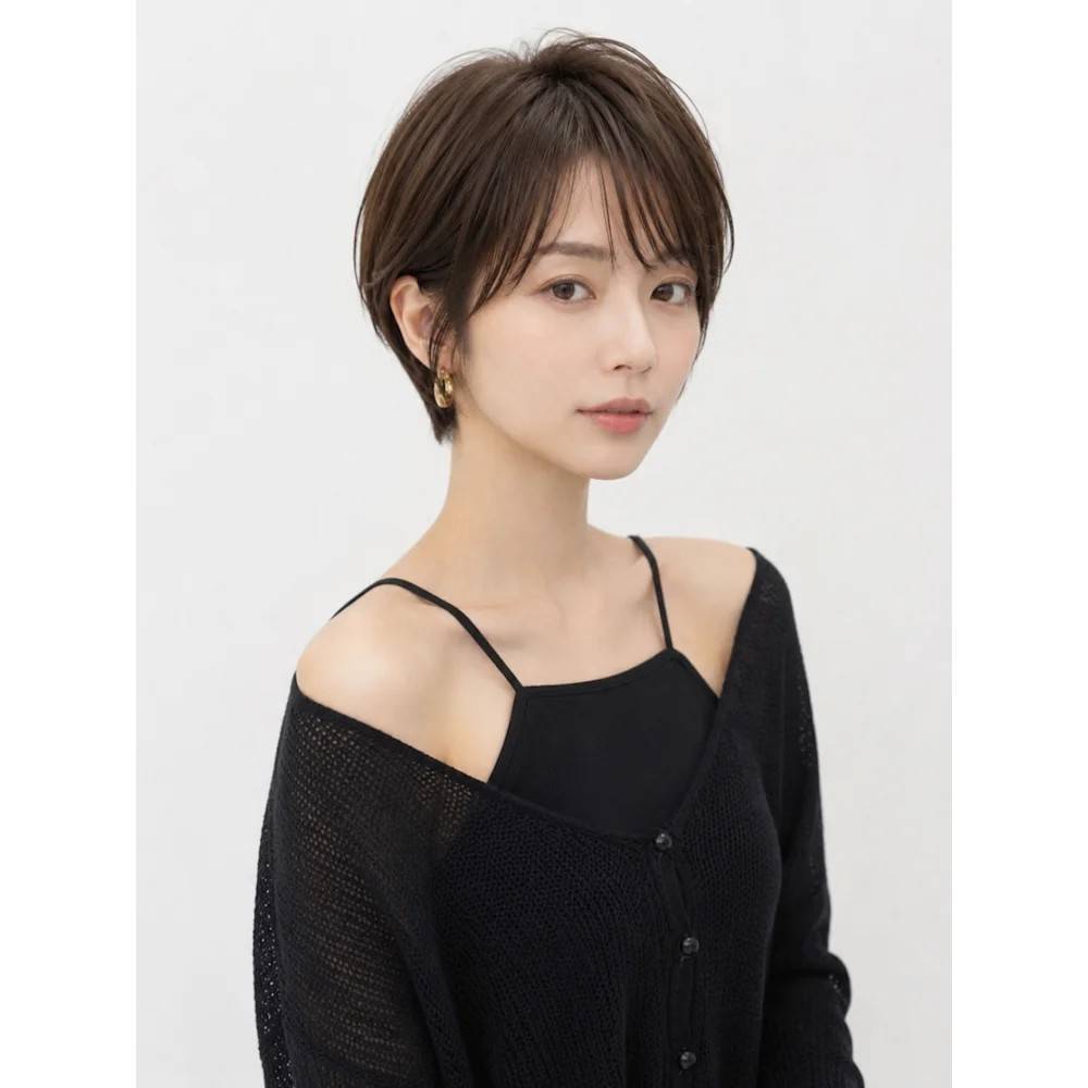 アッシュ系耳掛けショート
