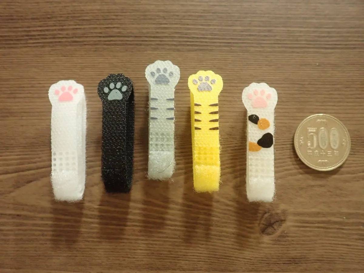 DAISO(ダイソー):ケーブルタイ(肉球柄、5本、幅1cm×長さ15cm)