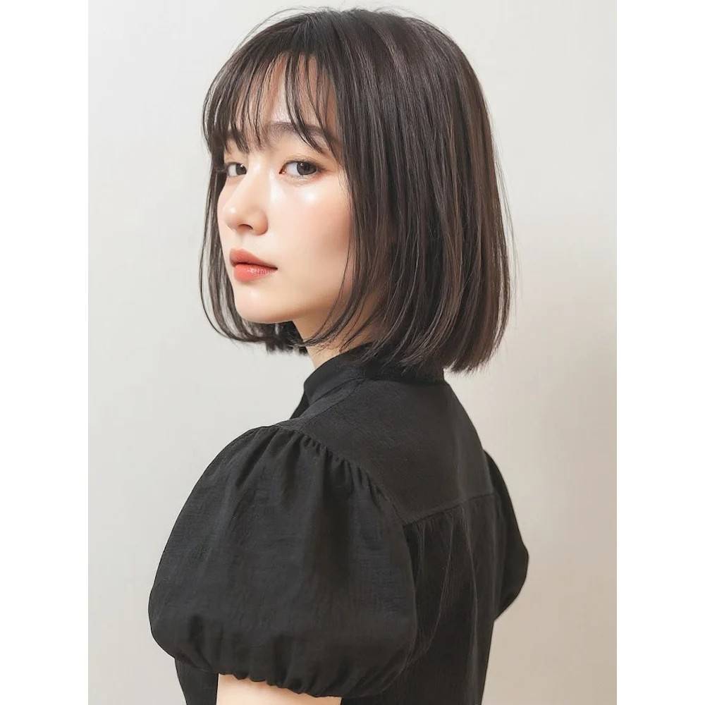 透明感カラーの内巻きワンカールボブ