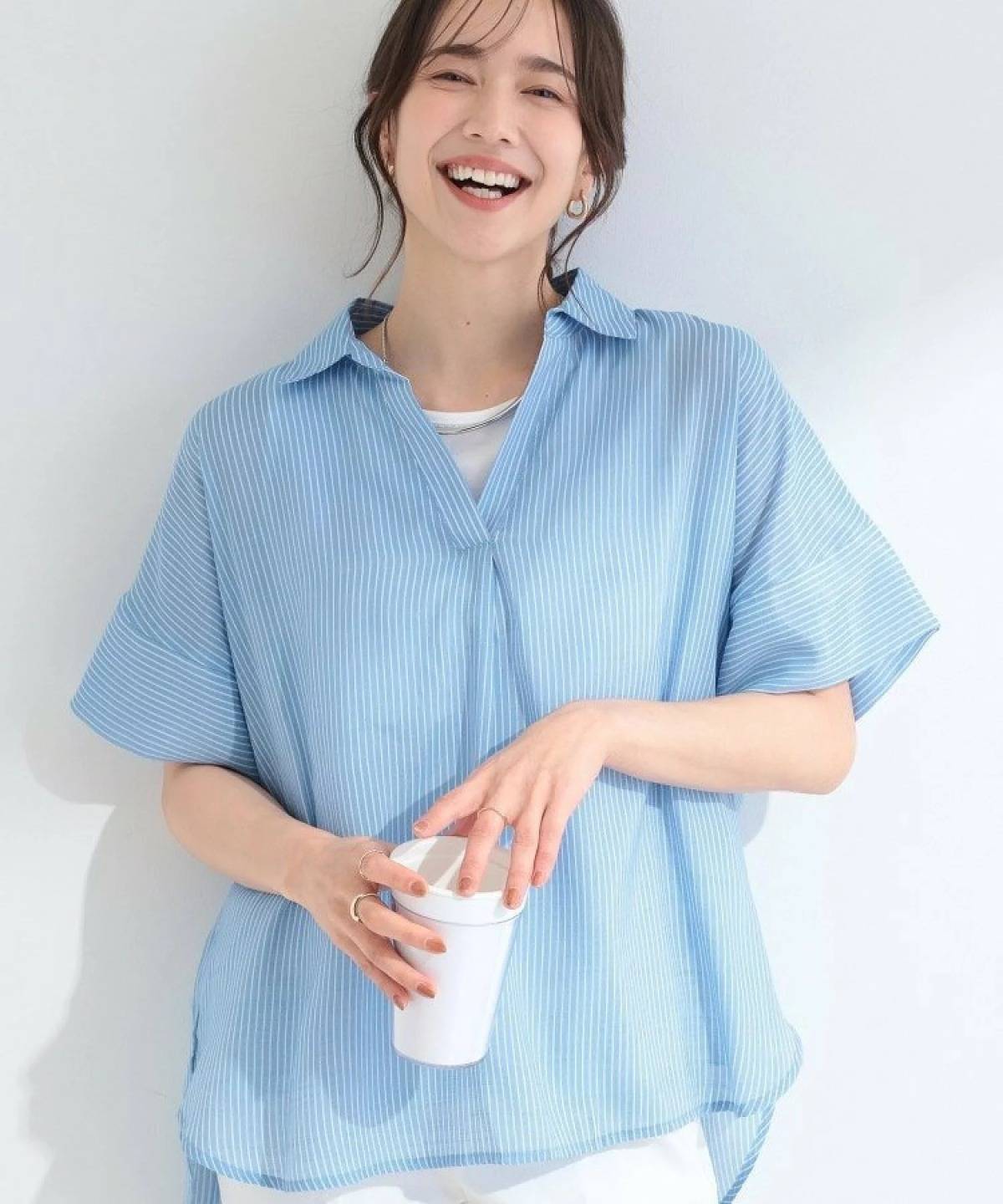 SHOO・LA・RUE 時短でコーデ決まる スラブスキッパーシャツ+タンクトップ