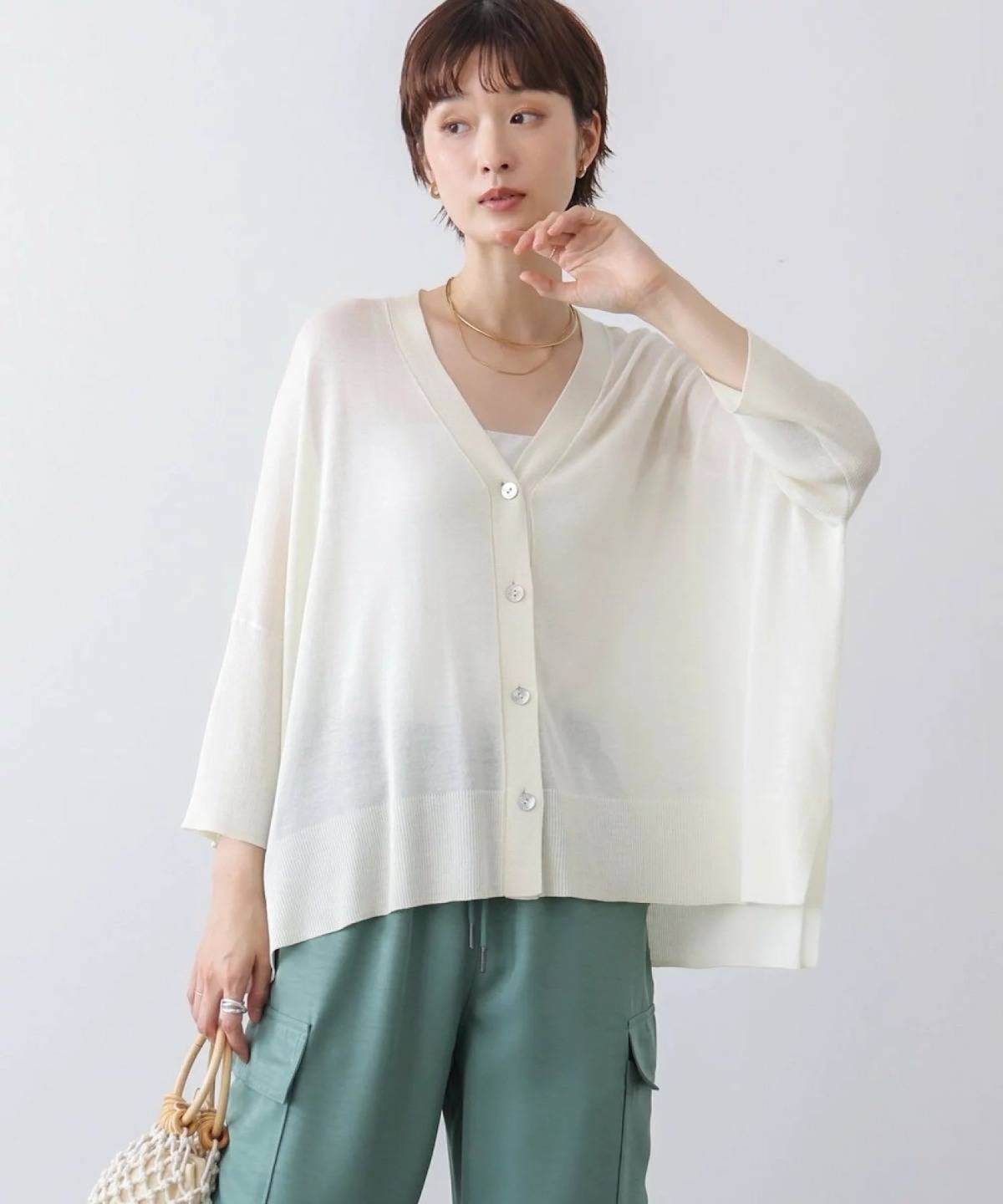 Bab / Bou Jeloud UVサラサラBOXシルエット前後差カーディガン