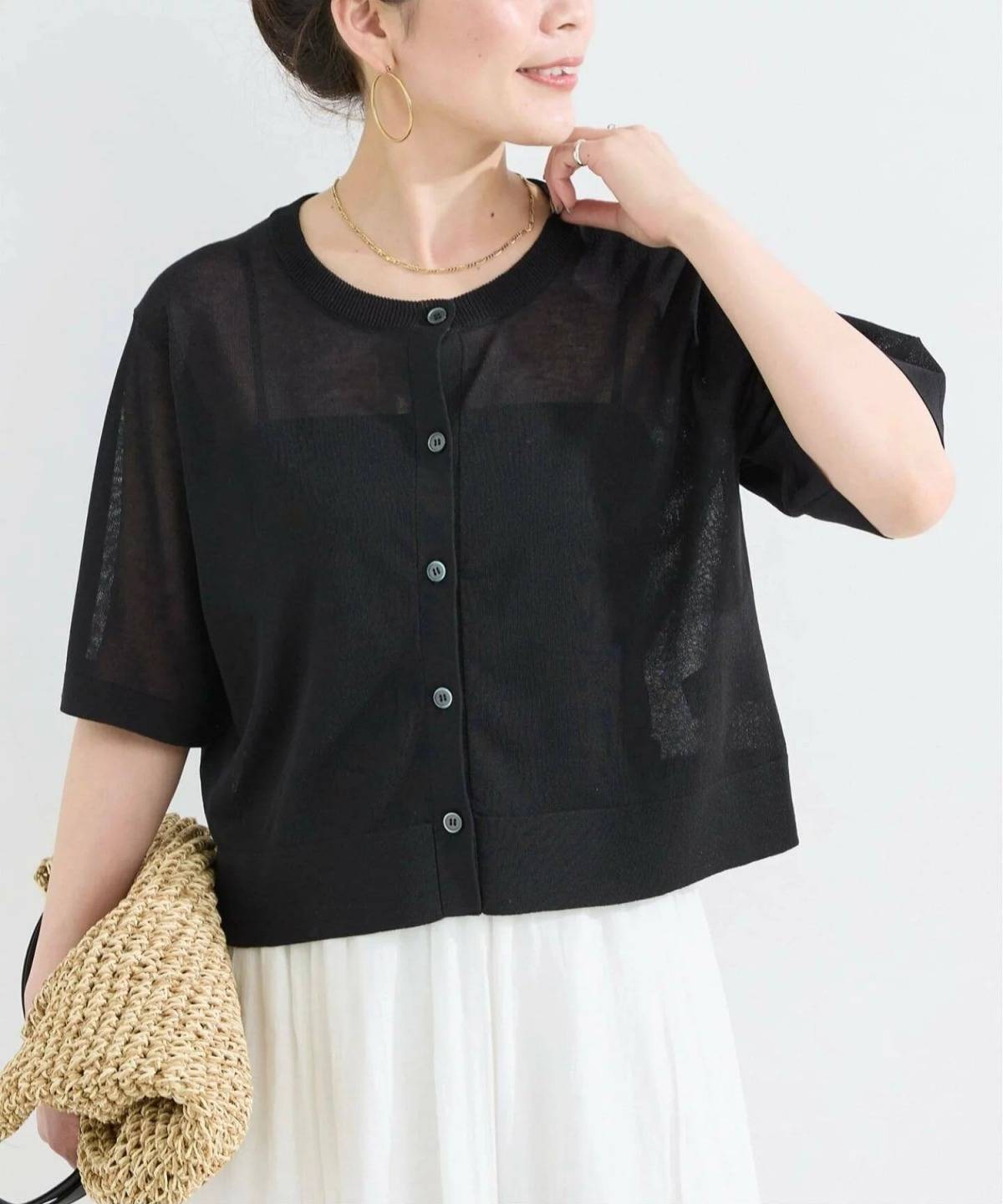B.C STOCK シアー半袖カーディガン