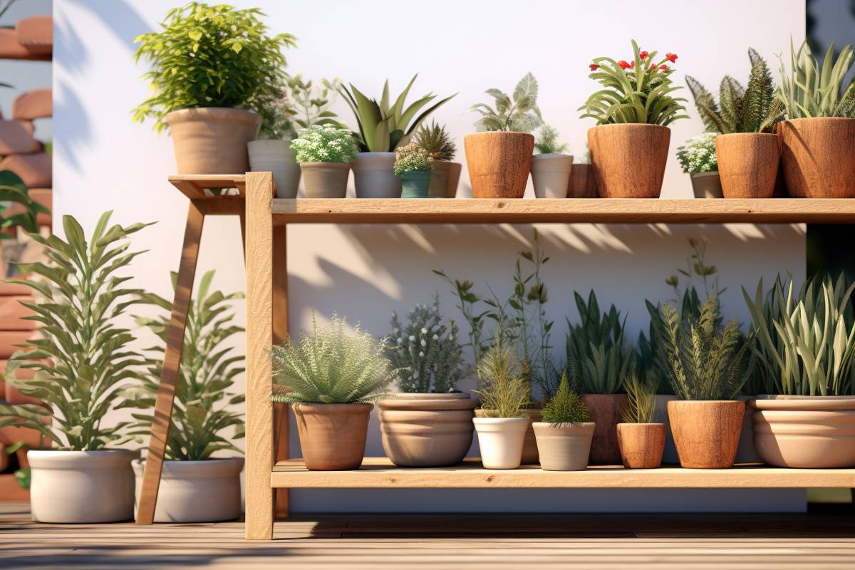 バルコニー　晩年運　上がる　陶器　植木鉢