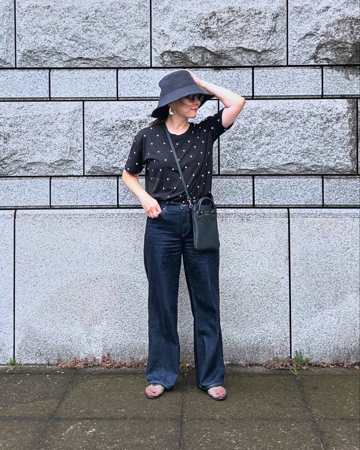 ドット柄Tシャツを合わせる♡