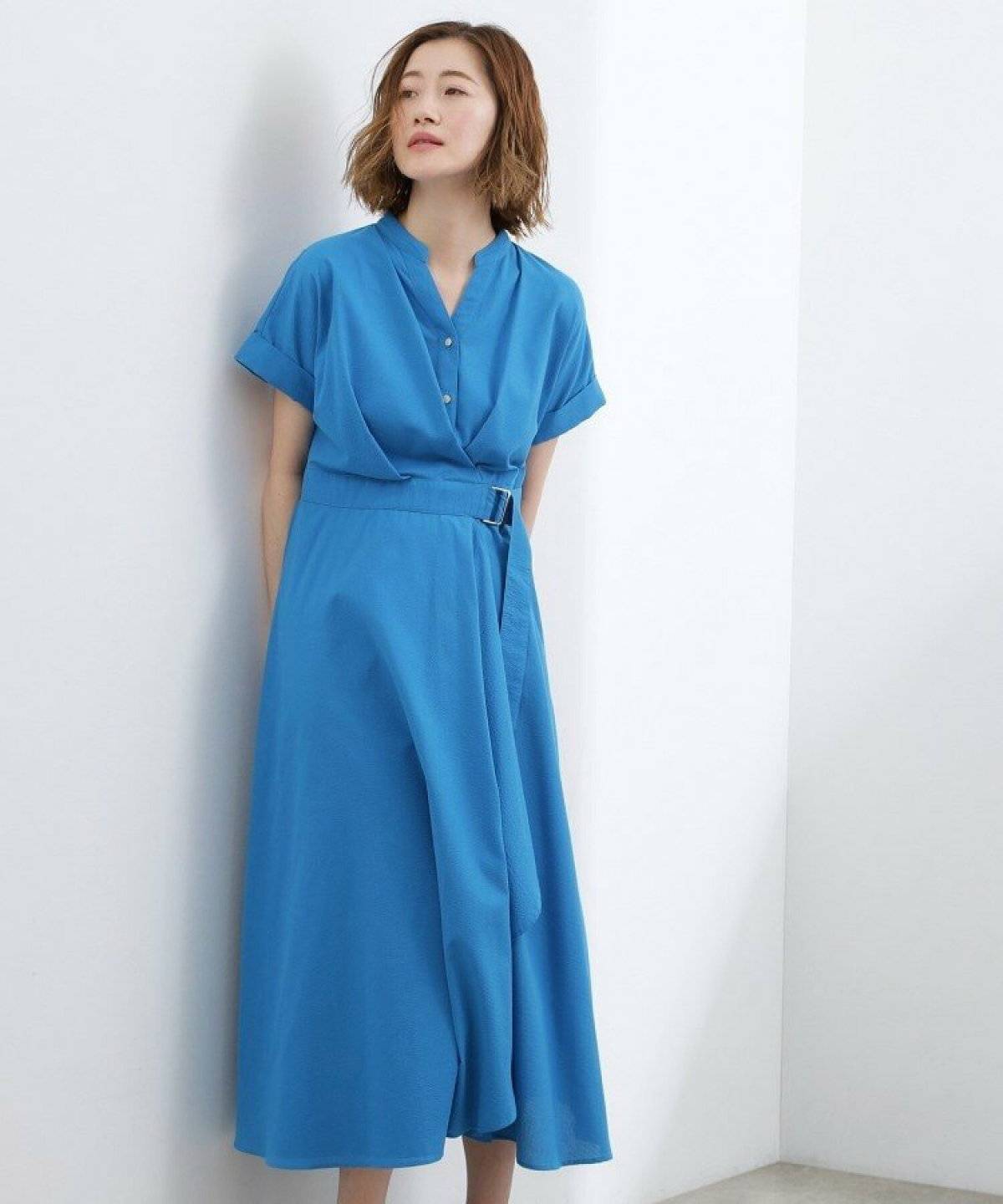 grove さらっと軽やか,カシュクール風サッカーワンピース