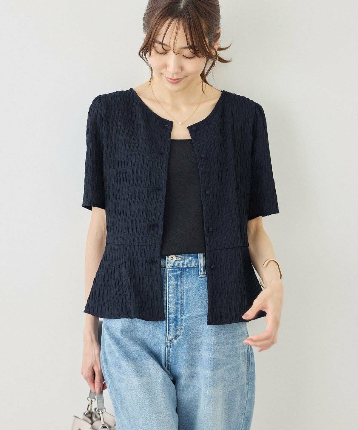 ROPE' PICNIC 前後2WAYカットジャガードカーディガントップス
