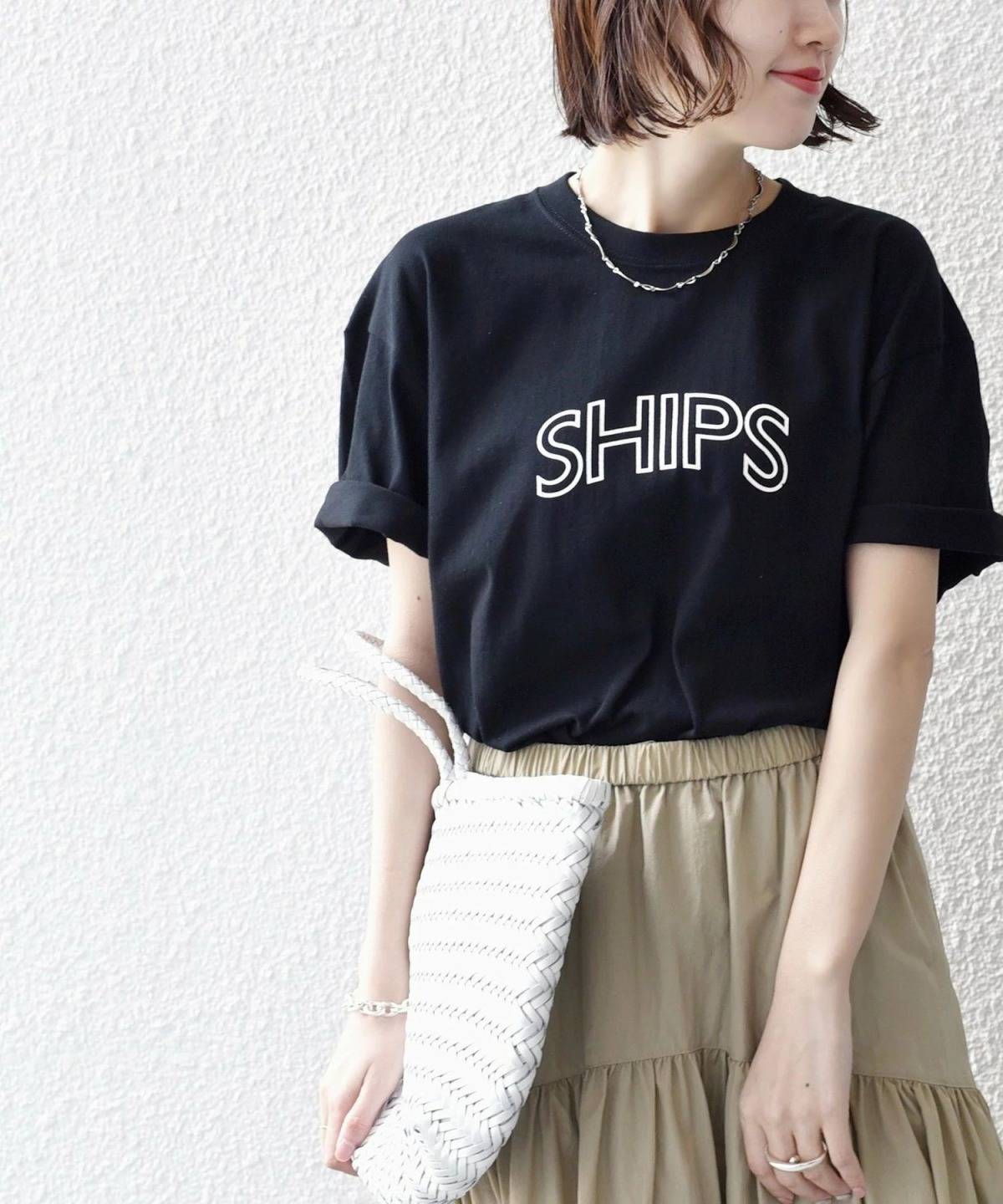 SHIPS SHIPS ラウンド プリント ロゴ TEE