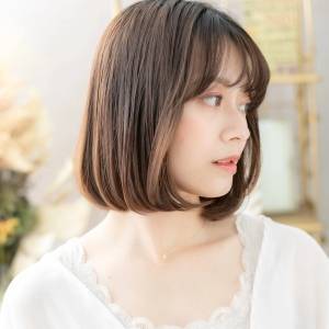  大人可愛い前下がりボブ 