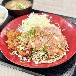  かつやの「ローストポークとロースカツの合い盛り定食」 