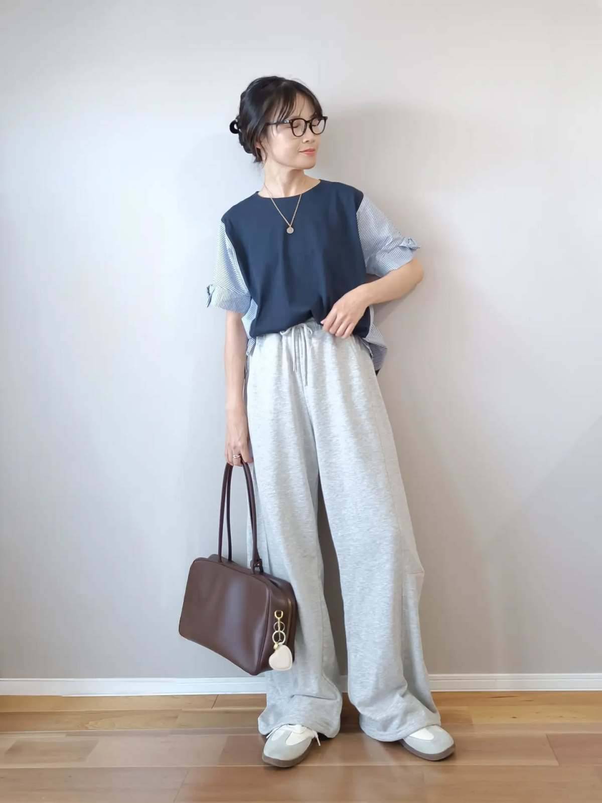 ドッキングトップス×スウェットパンツ
