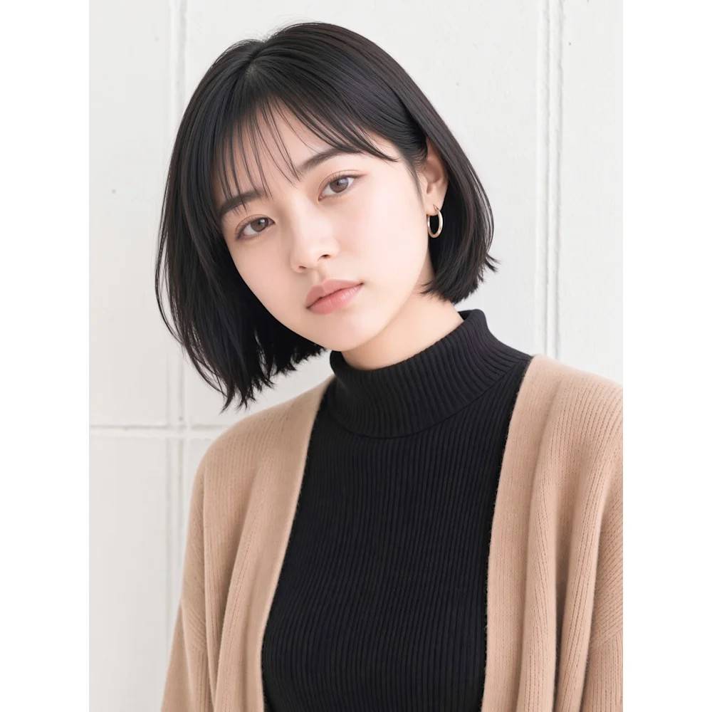大人上品な黒髪ストレートボブ
