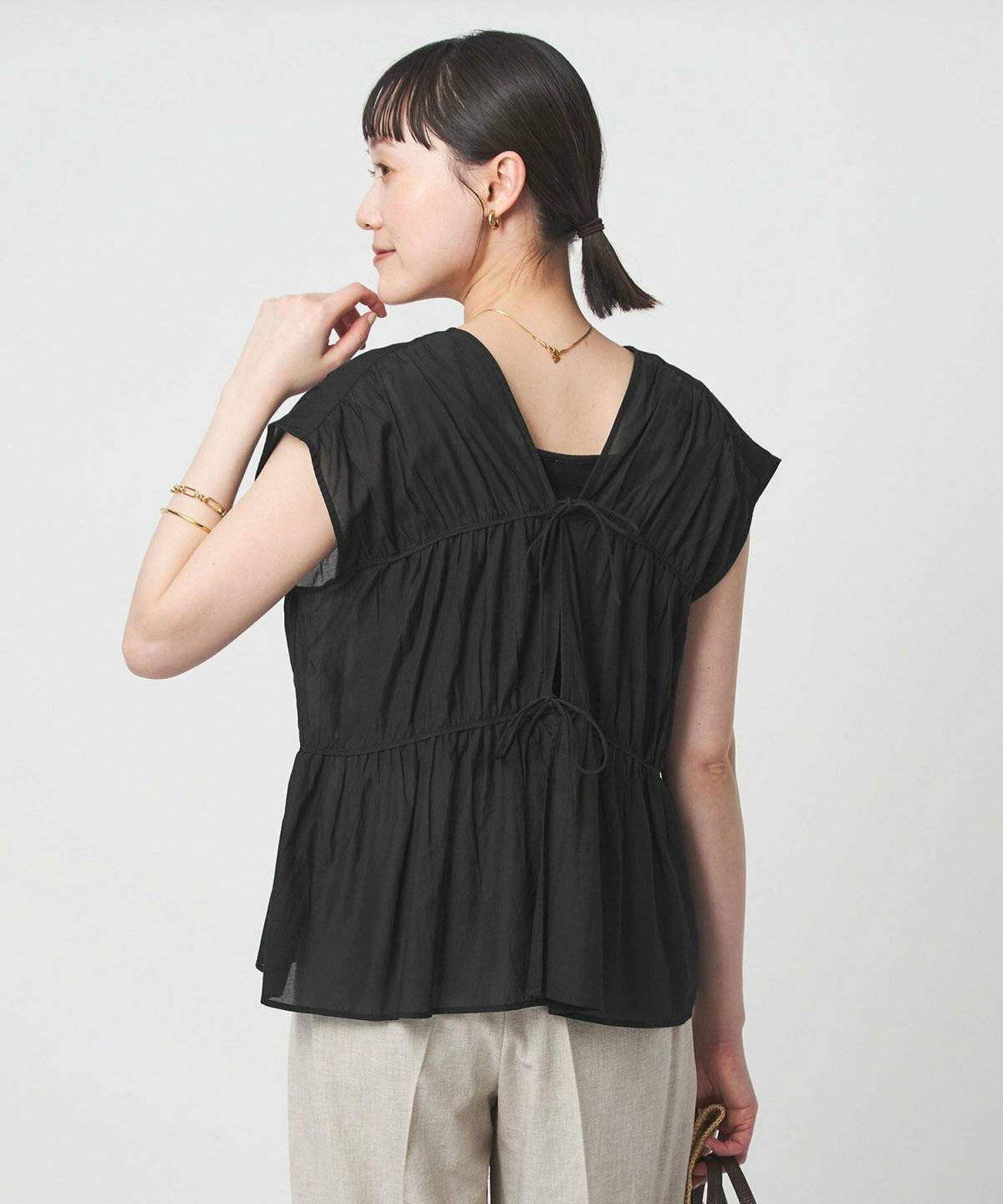 UNITED ARROWS green label relaxing ボリューム 2WAY リボン ノースリーブ ブラウス