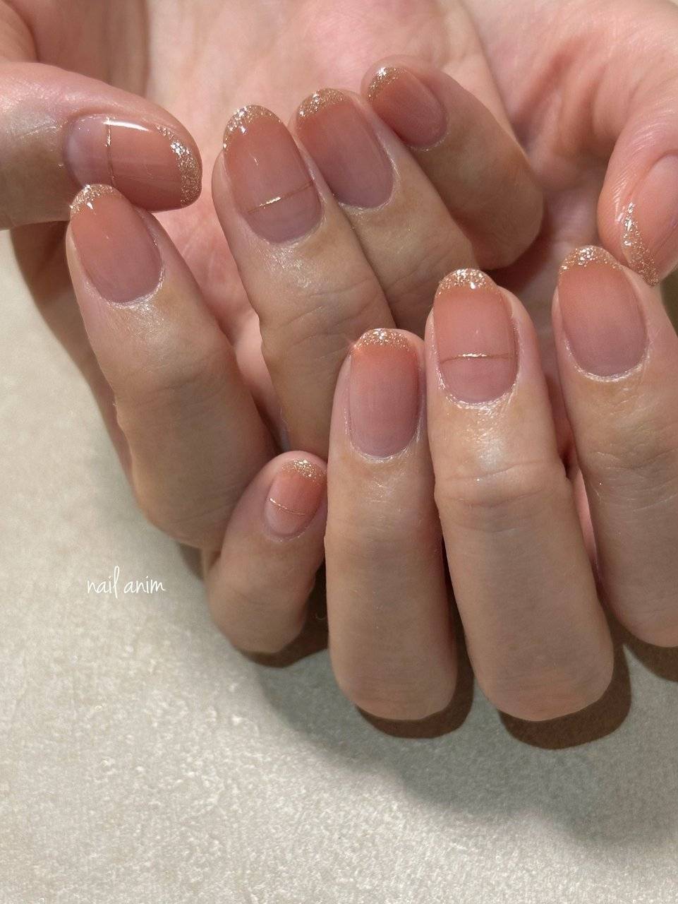 オレンジベージュネイル