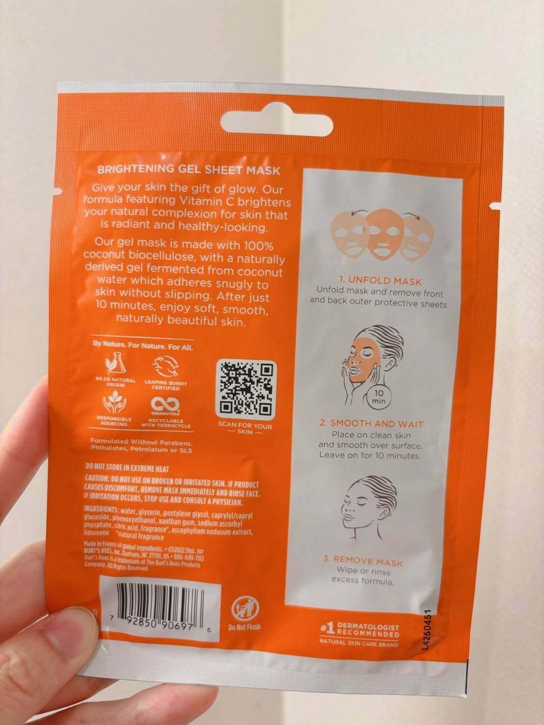 BURT'S BEES brightening gel sheet mask VITAMIN C