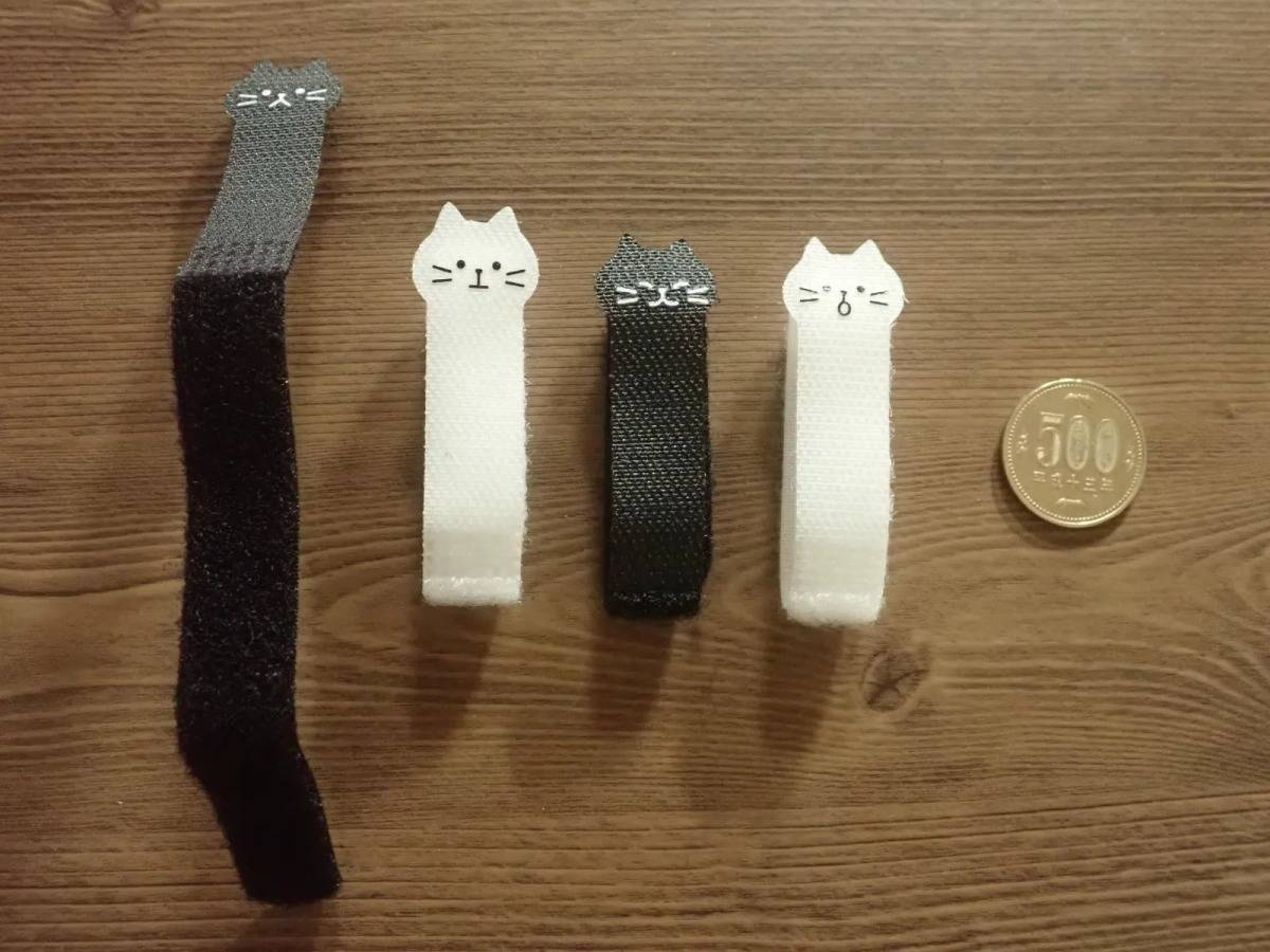 DAISO(ダイソー)：ケーブルタイ(ねこ柄、4本)