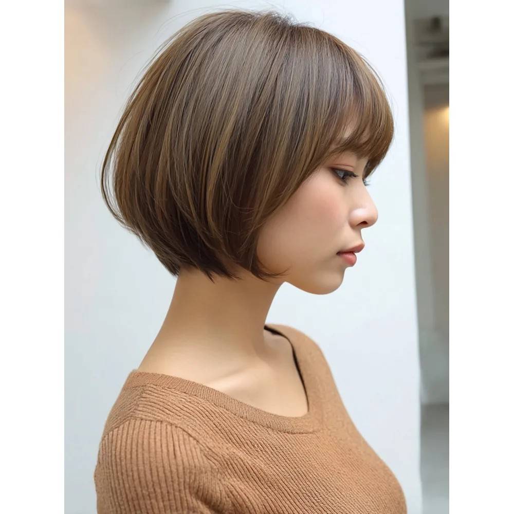 オリーブ系のひし形ショートボブ
