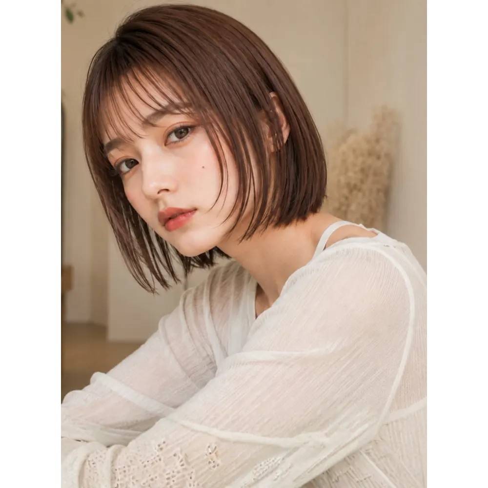 フェイスレイヤー×ベージュボブ