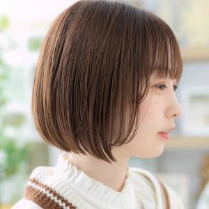  ショコラアッシュカラーのボブ 