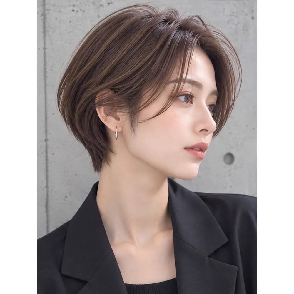 センターパートの美人ショート