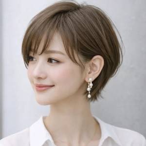  明るめベージュの上品ショート 