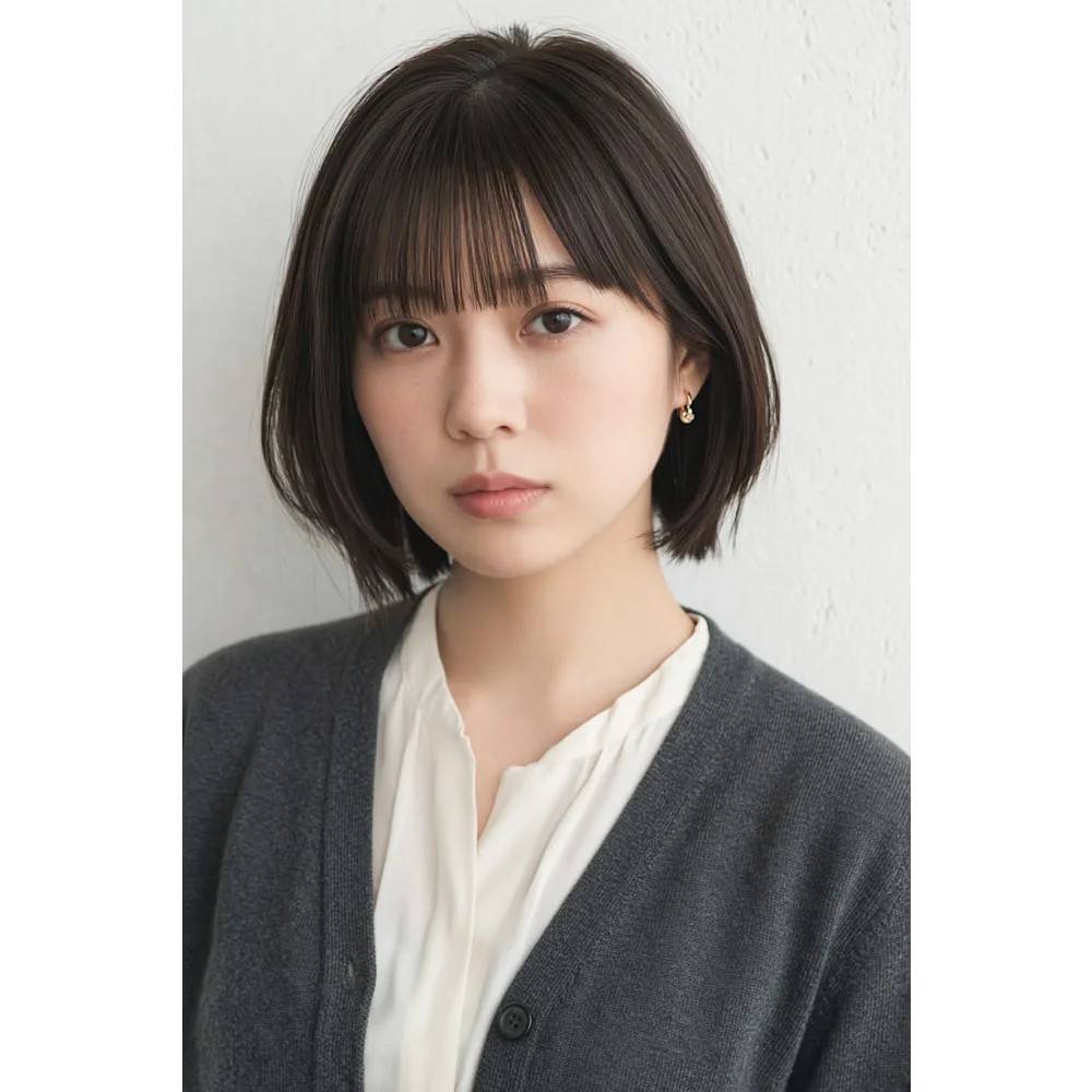 シースルーバングのこなれボブ