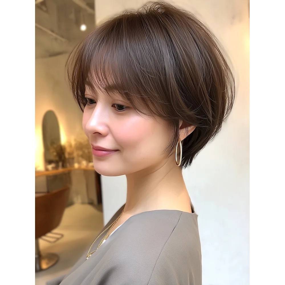 ココアベージュの大人ショート