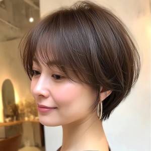  ココアベージュの大人ショート 