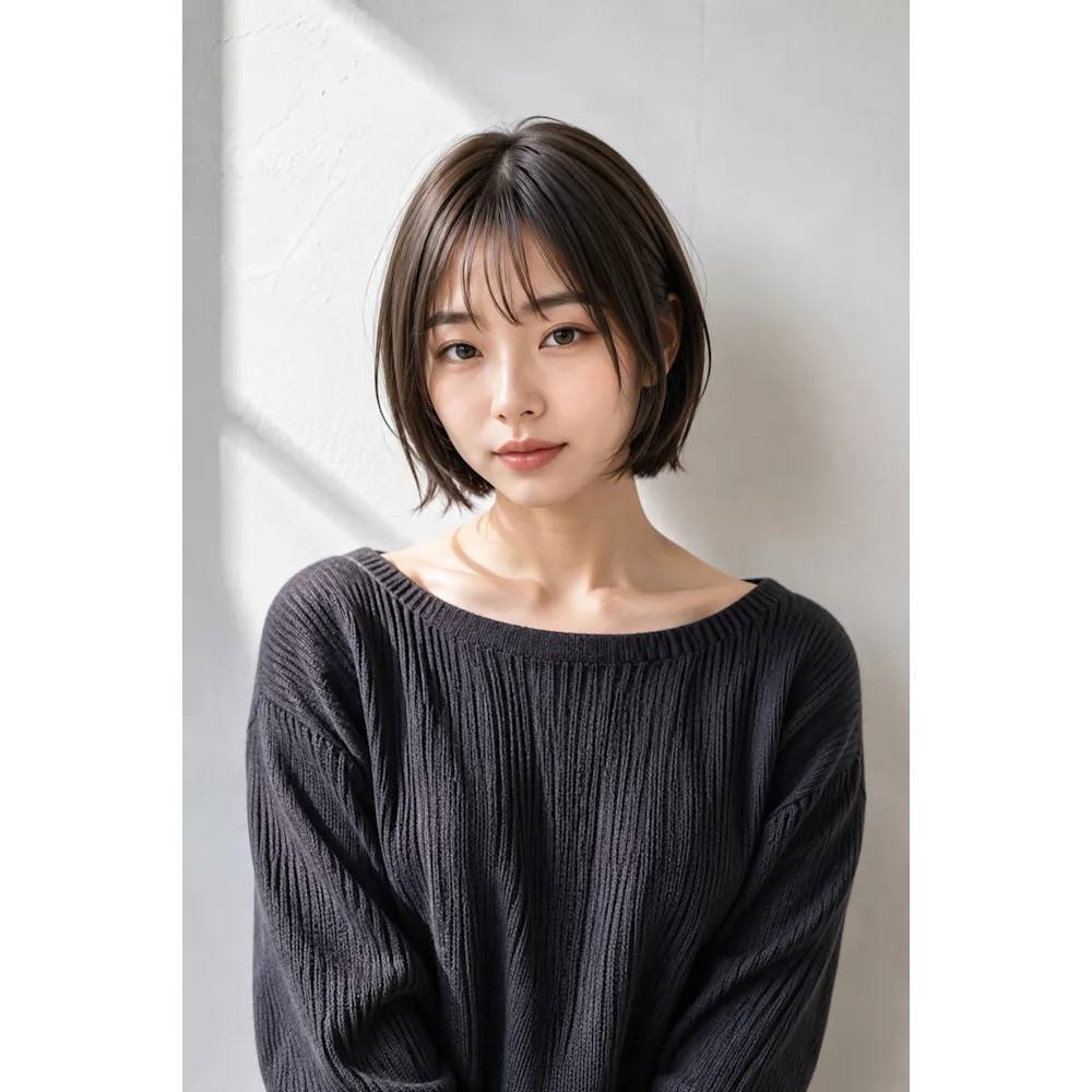 ラフに散らしたワンレン王道ボブ