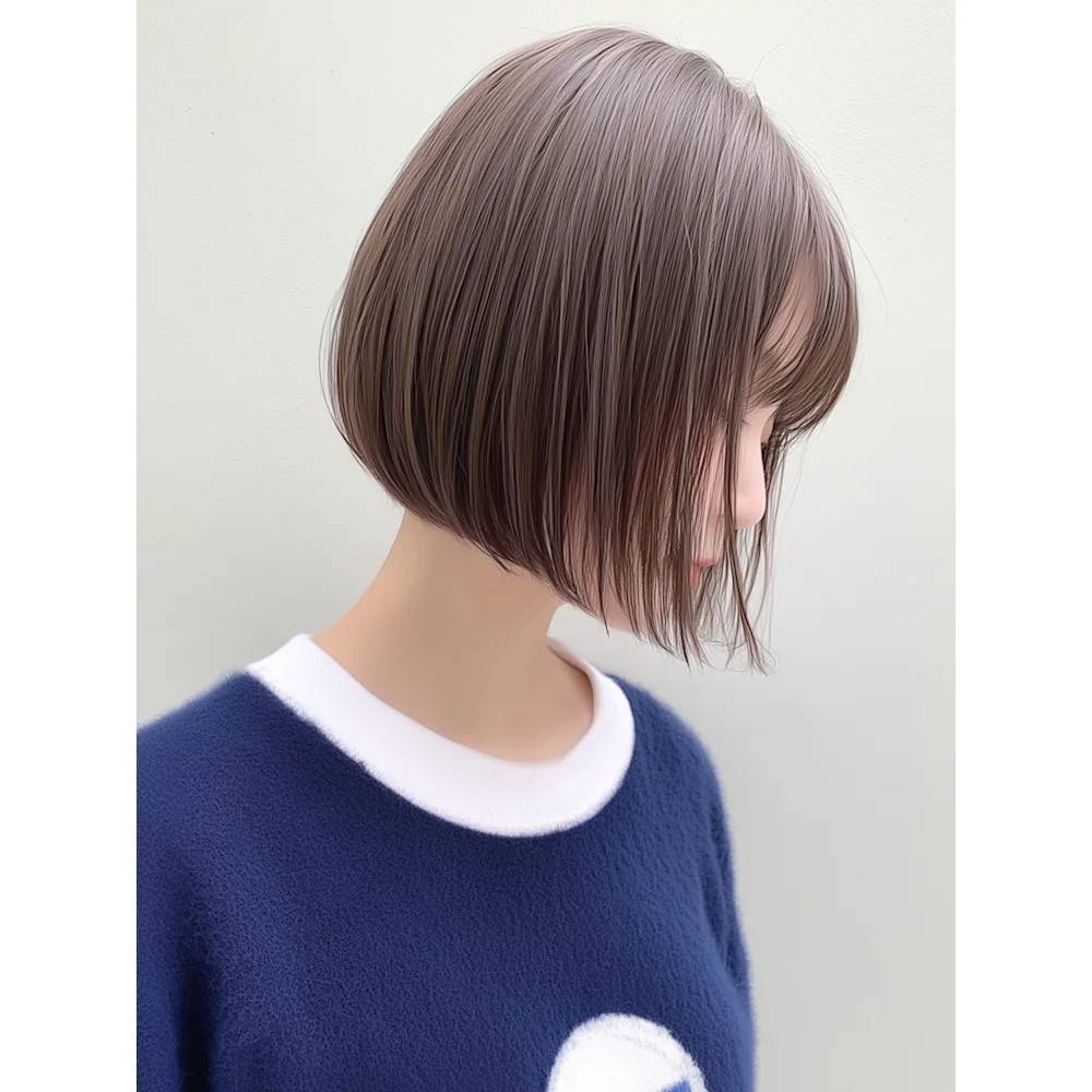 透明感ベージュの切りっぱなしボブ